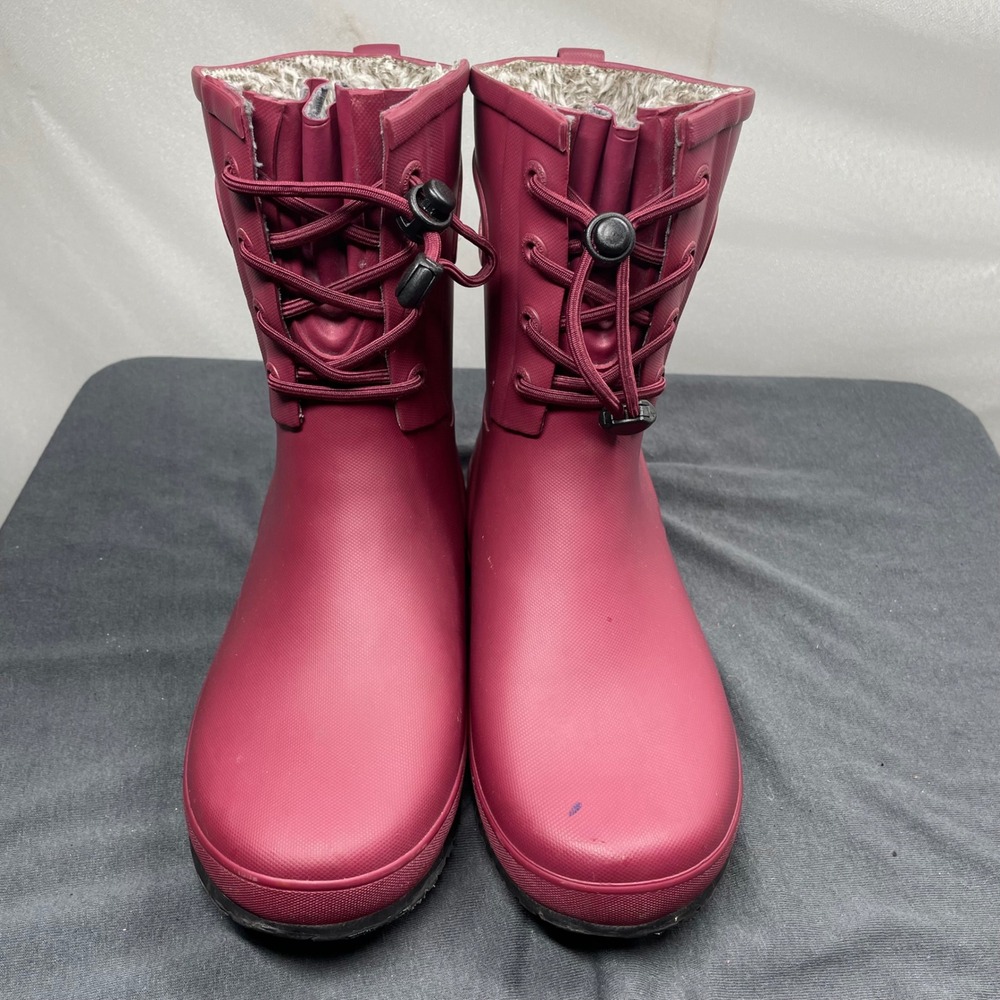 Bogs Youth Amanda Plush II Waterproof Winter Boots Rubber Burgundy Size 5 72750